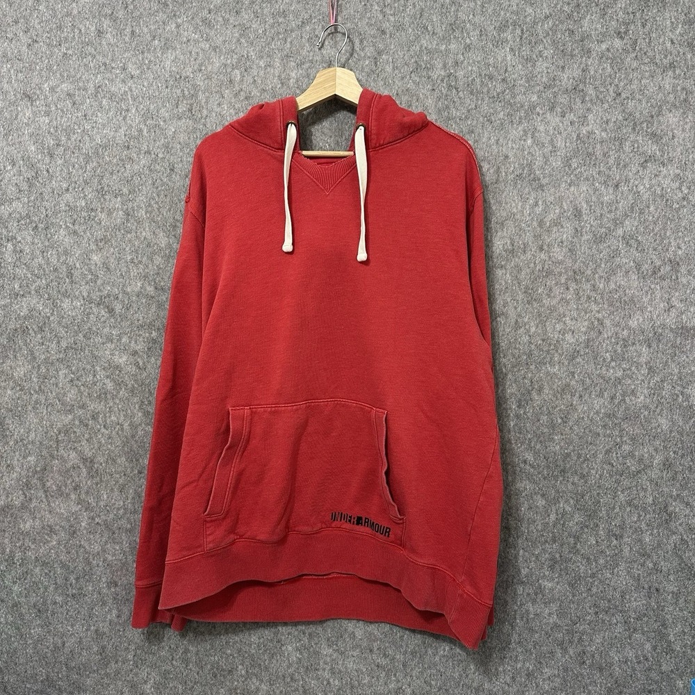 Under Armour ColdGear Red Hoodie Sweatshirt Men's 2XL Fitted Pullover